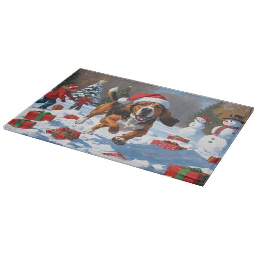 Treeing Walker Coonhound Snow met kerst Pet Snijplank (Hoek)
