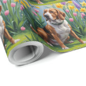 Treeing Walker Coonhound Spring Flowers Painting Cadeaupapier (Rol Hoek)