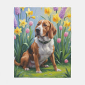 Treeing Walker Coonhound Spring Flowers Painting Fleece Deken (Voorkant)