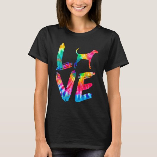 Treeing Walker Coonhound Tie Dye Love Hond Mam Pap T-shirt (Voorkant)