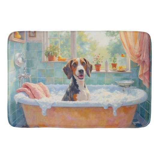 Treeing Walker Coonhound Tijd voor een bad Gezelli Badmat (Voorkant)