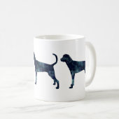 Treeing Walker Coonhound Waterverf Silhouette Koffiemok (Voorkant rechts)