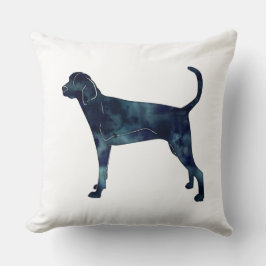 Treeing Walker Coonhound Waterverf Silhouette Kussen