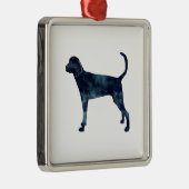 Treeing Walker Coonhound Waterverf Silhouette Metalen Ornament (Rechts)