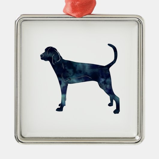 Treeing Walker Coonhound Waterverf Silhouette Metalen Ornament (Voorkant)