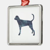 Treeing Walker Coonhound Waterverf Silhouette Metalen Ornament (Links)