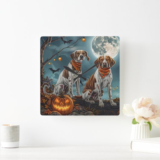 Treeing Walker Halloween Spoken Spook Vierkante Klok (Huis)