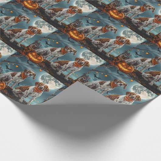 Treeing Walker Halloween Spooky Cadeaupapier (Hoek)