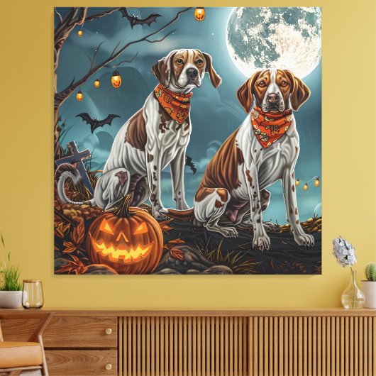 Treeing Walker Halloween Spooky Canvas Afdruk (Insitu (Woonkamer))