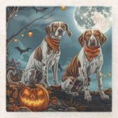 Treeing Walker Halloween Spooky Glazen Onderzetter (Voorkant)