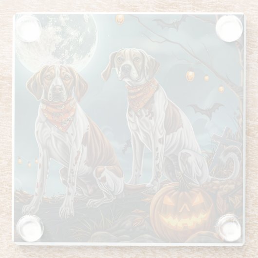 Treeing Walker Halloween Spooky Glazen Onderzetter (Achterkant)