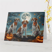 Treeing Walker Halloween Spooky Kaart (Gele Bloem)