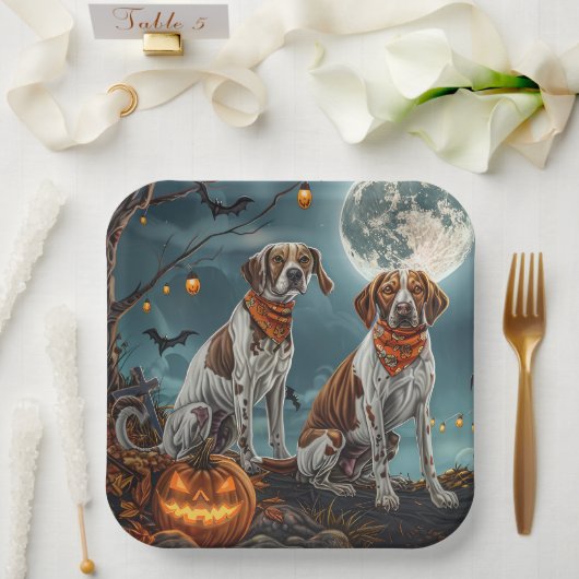 Treeing Walker Halloween Spooky Papieren Bordje (Huwelijk)