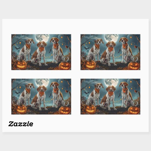 Treeing Walker Halloween Spooky Rechthoekige Sticker (Vel)