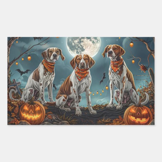 Treeing Walker Halloween Spooky Rechthoekige Sticker (Voorkant)