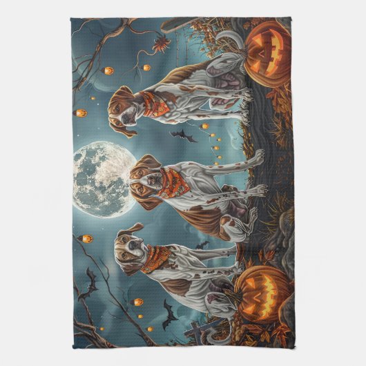 Treeing Walker Halloween Spooky Theedoek (Verticaal)