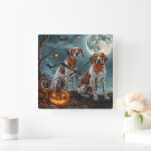 Treeing Walker Halloween Spooky Vierkante Klok (Huis)
