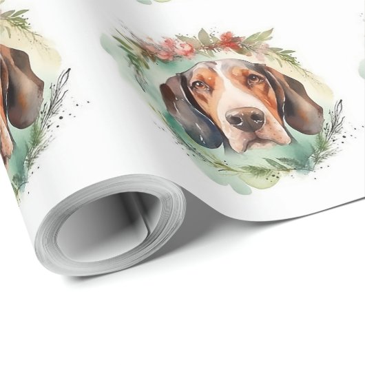 Treeing Walker Kerstkrans Feestelijke Pup Cadeaupapier (Rol Hoek)