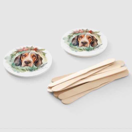 Treeing Walker Kerstkrans Feestelijke Pup Handwaaier (Niet-gemonteerd)