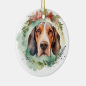 Treeing Walker Kerstkrans Feestelijke Pup Keramisch Ornament (Rechts)