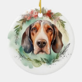 Treeing Walker Kerstkrans Feestelijke Pup Keramisch Ornament (Achterkant)