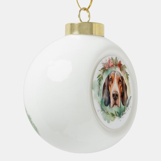 Treeing Walker Kerstkrans Feestelijke Pup Keramische Bal Ornament (Links)