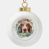 Treeing Walker Kerstkrans Feestelijke Pup Keramische Bal Ornament (Voorkant)