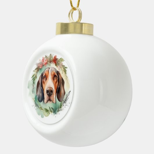 Treeing Walker Kerstkrans Feestelijke Pup Keramische Bal Ornament (Rechts)