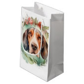 Treeing Walker Kerstkrans Feestelijke Pup Klein Cadeauzakje (Achterkant Gekanteld)