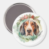 Treeing Walker Kerstkrans Feestelijke Pup Magneet (Voorkant / Achterkant)
