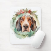 Treeing Walker Kerstkrans Feestelijke Pup Muismat (Met muis)