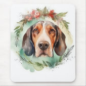 Treeing Walker Kerstkrans Feestelijke Pup Muismat (Voorkant)