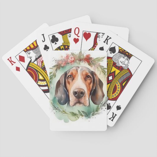 Treeing Walker Kerstkrans Feestelijke Pup Pokerkaarten (Achterkant)