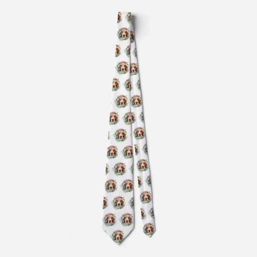 Treeing Walker Kerstkrans Feestelijke Pup Stropdas (Voorkant)