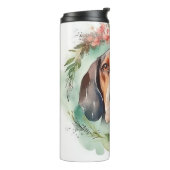 Treeing Walker Kerstkrans Feestelijke Pup Thermosbeker (Gedraaid links)