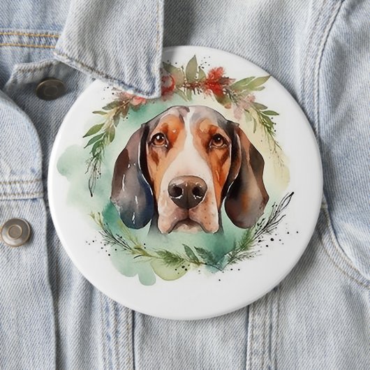 Treeing Walker Kerstkrans Festieve Pup Ronde Button 6,0 Cm (In situ)