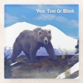 Treeline Grizzly Glazen Onderzetter (Voorkant)