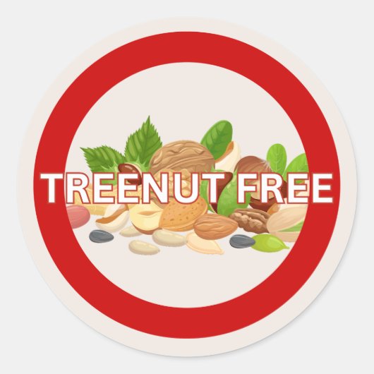Treenut Gratis Voedsel Allergie Alert Classic Ronde Sticker (Voorkant)