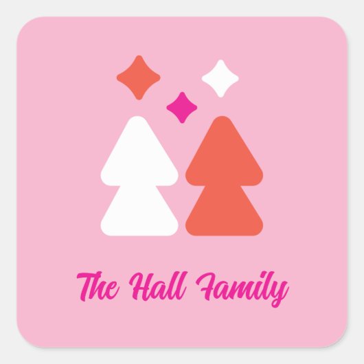 Trees and Twinkles Orange and Pink Sticker (Voorkant)