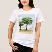 Trees and two horse silhouettes Tri-Blend shirt (Voorkant)