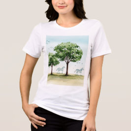 Trees and two horse silhouettes Tri-Blend shirt