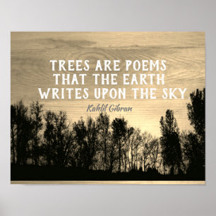 Trees Art Poems literair Kahlil Gibran citeert sep Poster