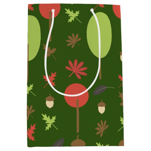 Trees Autumn Herfst Acorn Leaves Medium Cadeauzakje (Voorkant)