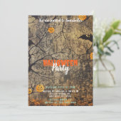 Trees Bats Jack-O' Lanterns Creepy Halloween Party Kaart (Staand voorkant)