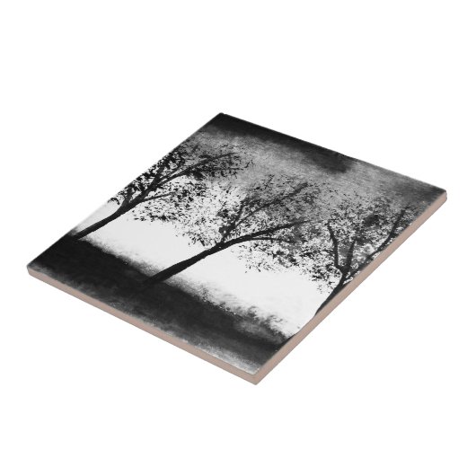 Trees Black rustic Natuur  waterverf Tegeltje (Zijkant)