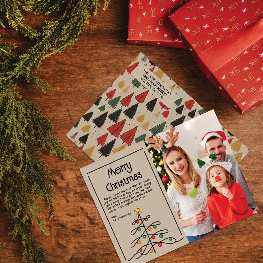  Trees Charm: Vrolijk Kerstfeest Foto Feestdagenkaart