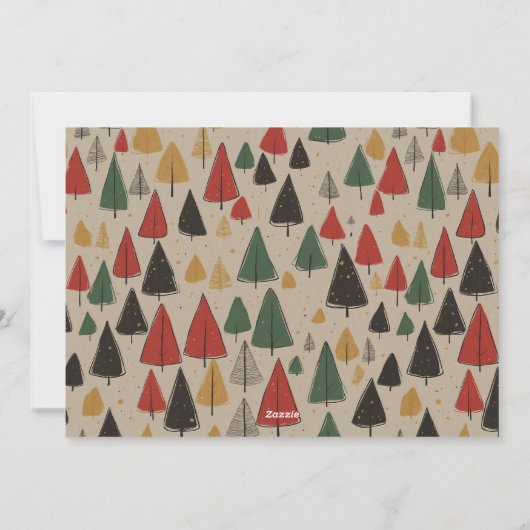 Trees Charm: Vrolijk Kerstfeest Foto Feestdagenkaart (Achterkant)