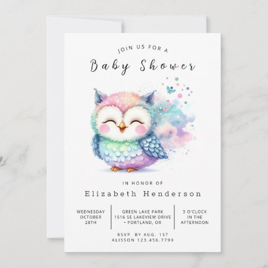 Trees Custom Owl Baby shower Kaart (Voorkant)