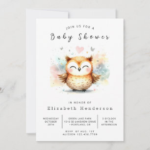 Trees Digital Owl Baby shower Kaart