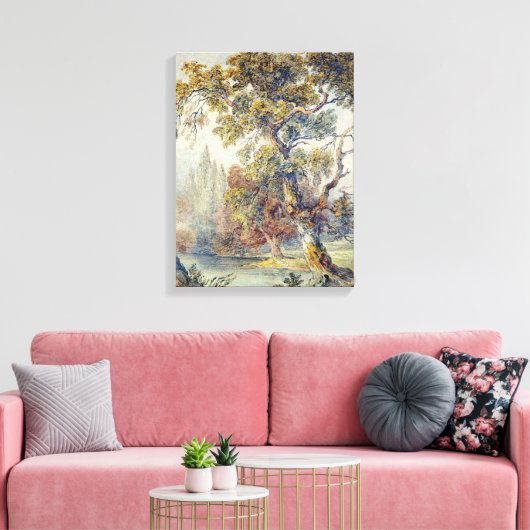 Trees en Pond (door John Ruskin) Canvas Afdruk (Insitu (Woonkamer))